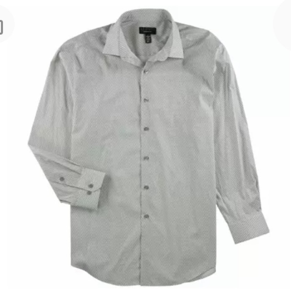 NEW Alfani Mens Tech Shaded Cube Button Down Dress Shirt, Size XL, Neck 17-17.5